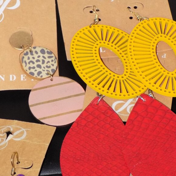 Lot 11 New Plunder Earrings & Bracelet Bundle. Statement Boho Retro Wood Metal - Picture 4 of 9